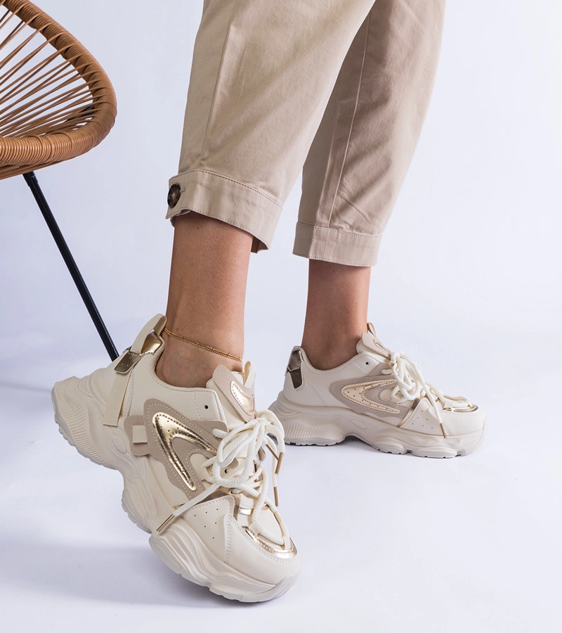 Adidași sport bej pentru femei cu talpă masivă Lien