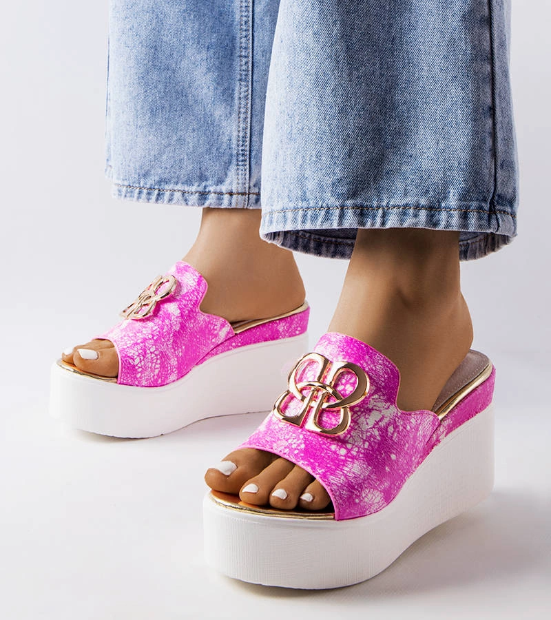 Șlapi roz Havanna pe tocuri