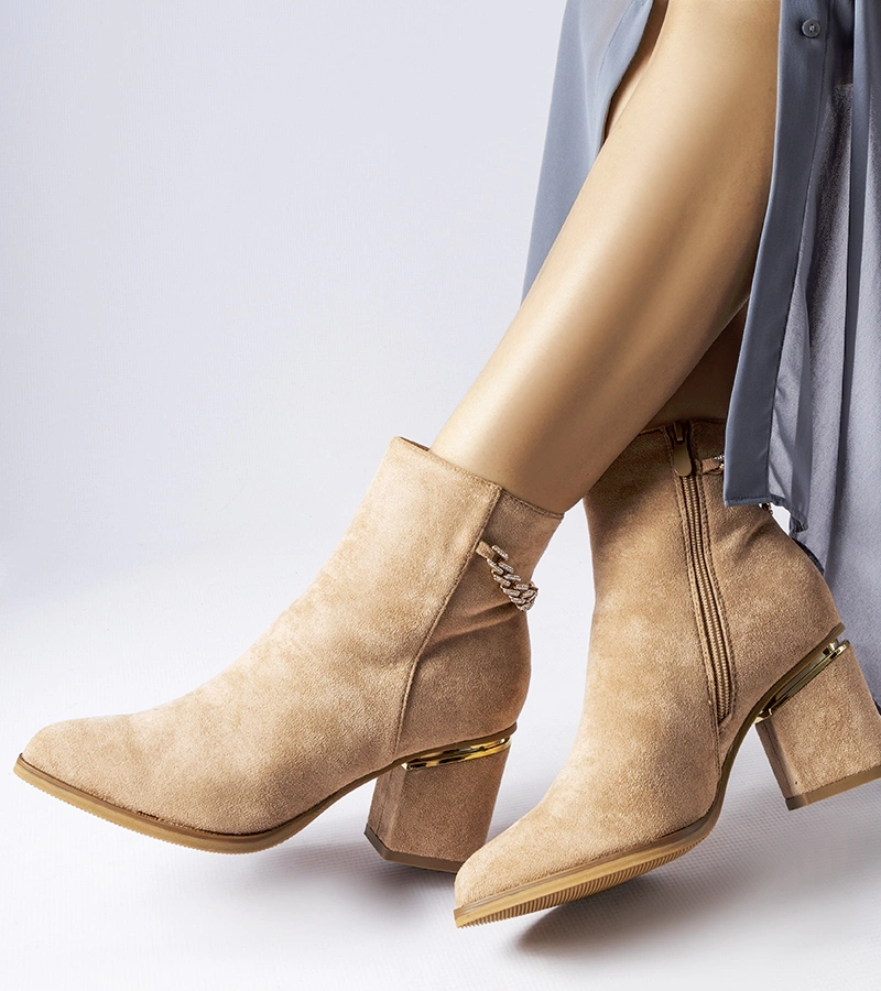 Cizme stiletto bej Hiney