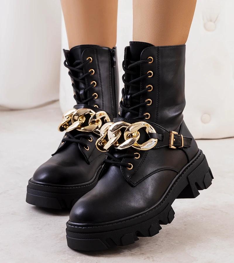 Cizme negre cu lanț Laboy