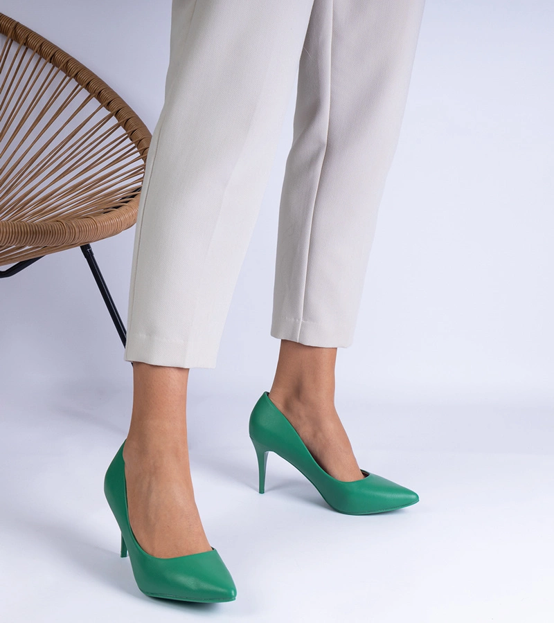 Pantofi clasici verzi din piele ecologică Mikolada