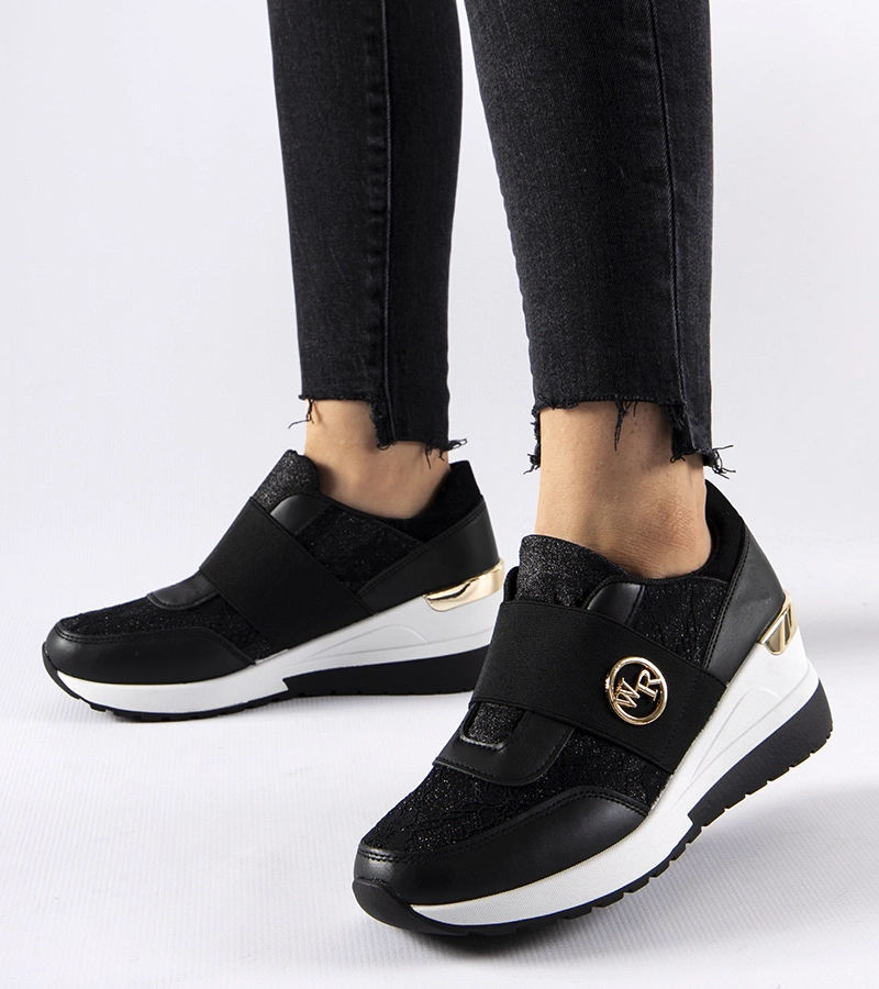 Adidași slip-on negri cu platformă Salida