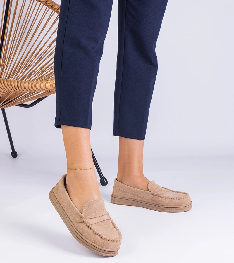 Mocasini bej pentru femei din piele ecologică Sevilia