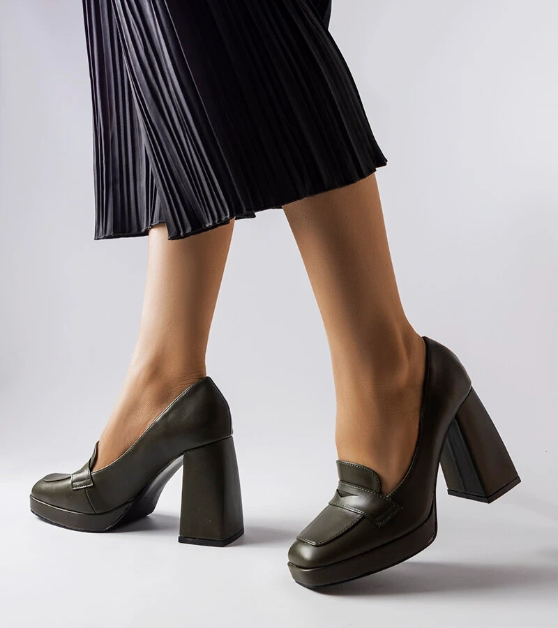 Pantofi cu toc înalt Inès verde închis