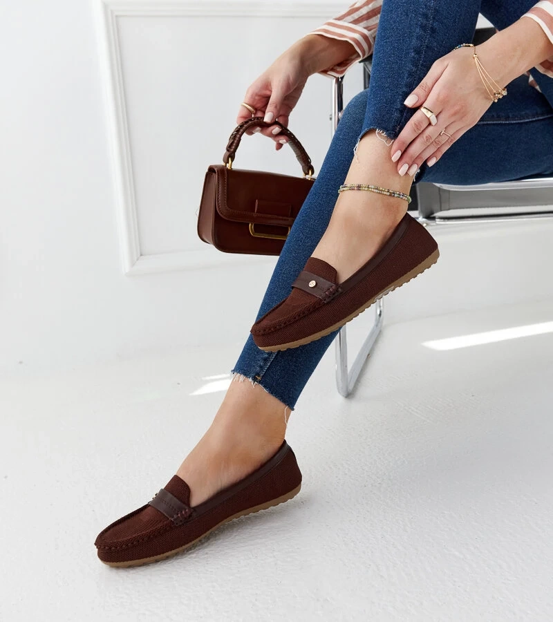 Mocasini de material maro Fombio