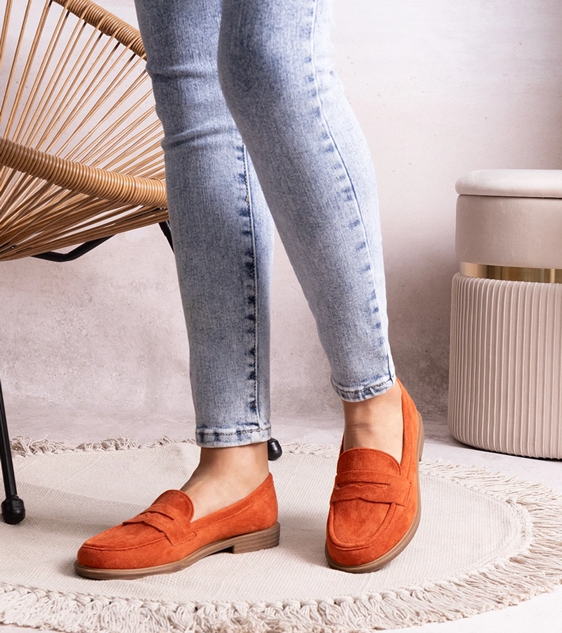 Mocasini de velur portocalii Miralon