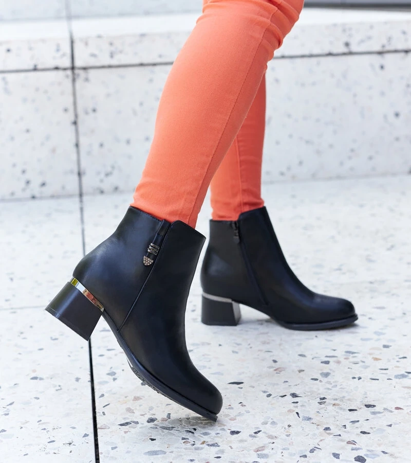 Cizme negre elegante cu zirconiu Bocconi