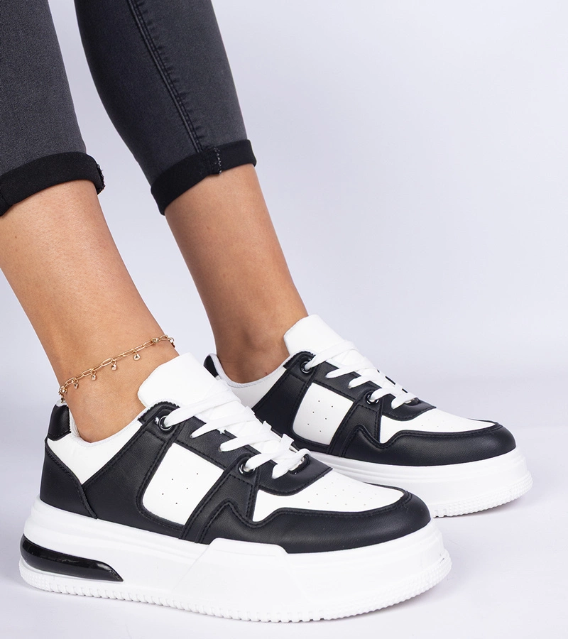 Adidași damă alb-negru cu talpă groasă Rossio