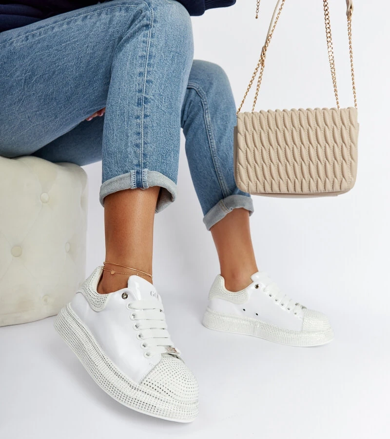 Adidași albi cu strasuri GOE NN2N4011