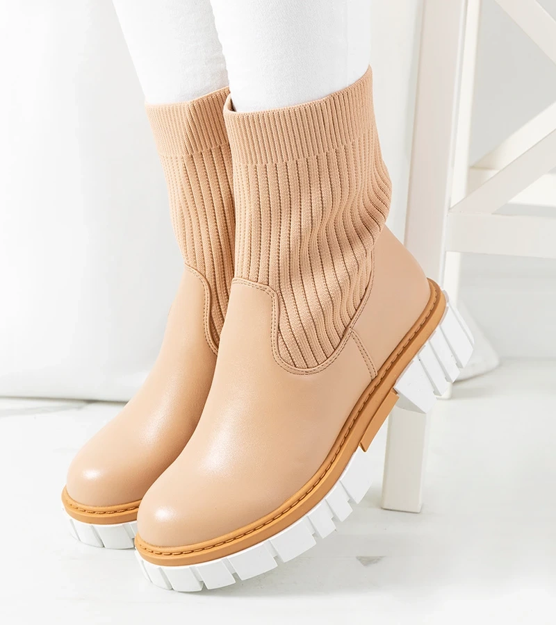 Cizme bej cu șosete Amelie