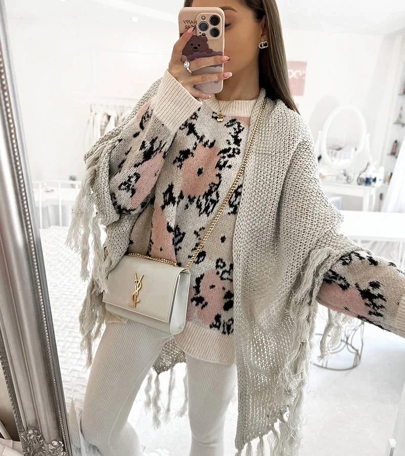 Franklin bej cu franjuri cuvertură de pat bej