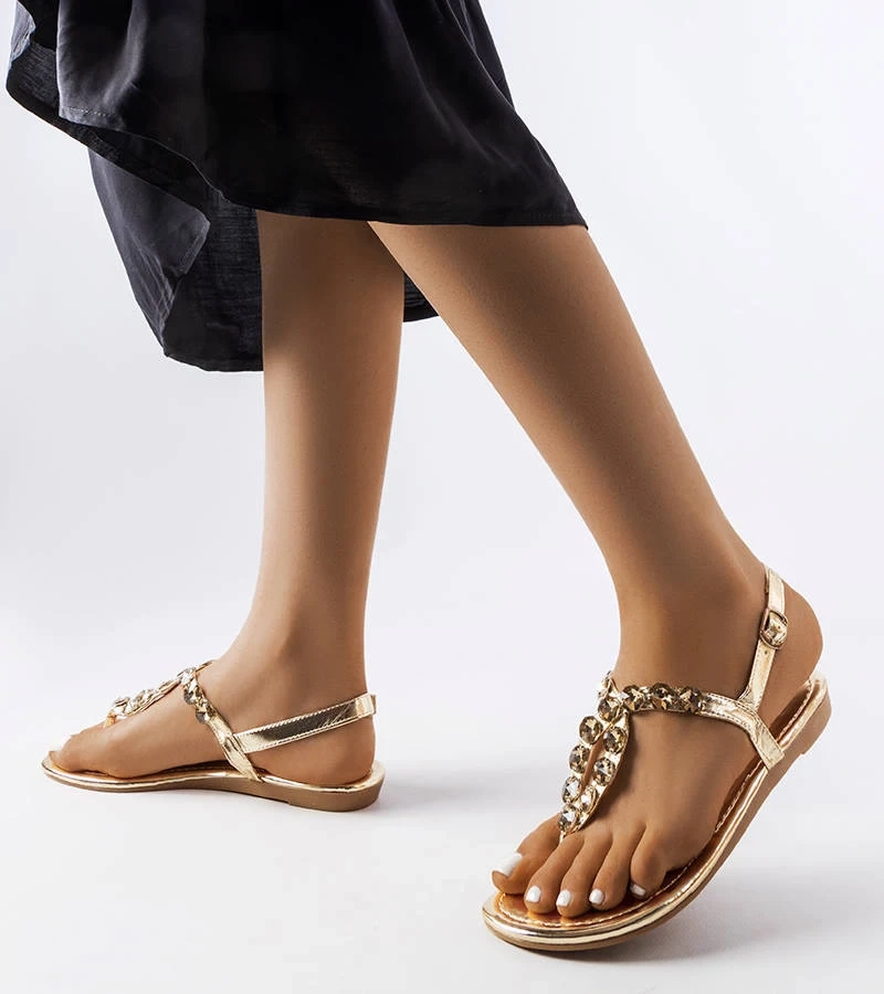 Sandale de aur Larocque cu zirconiu