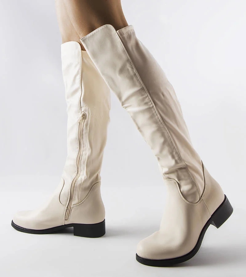 Cizme bej din piele ecologică de la Muijsi