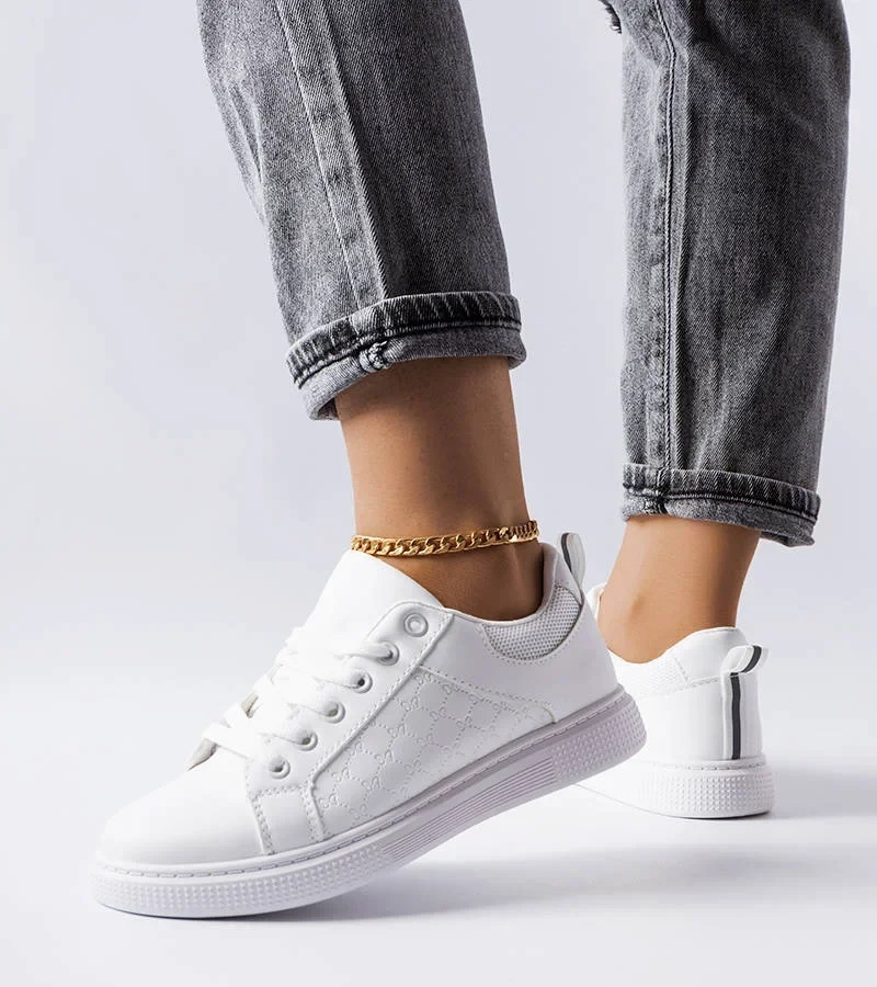 Dreux adidași albi cu ștanțare în relief