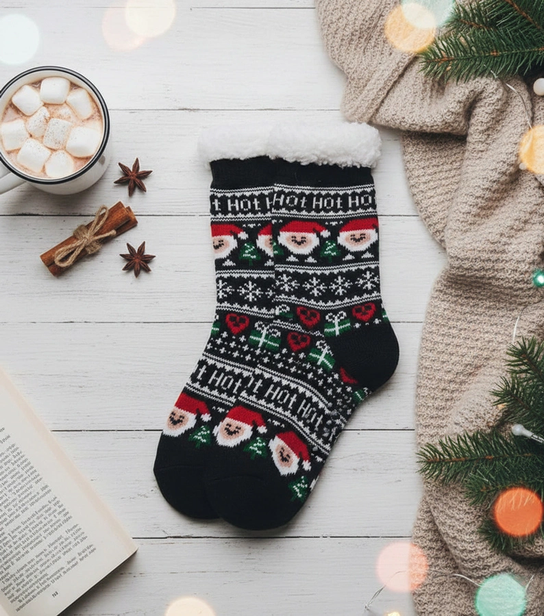 Șosete izolate negre cu Santa Challa