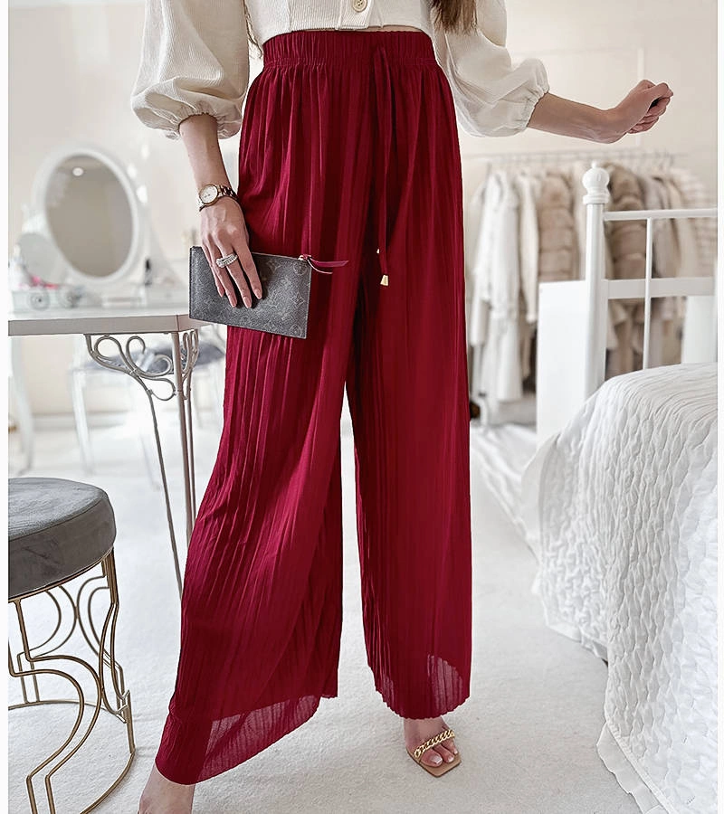 Florismart pantaloni roșu plisat