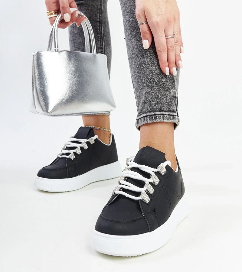 Sneakers negri cu talpa groasă Walida