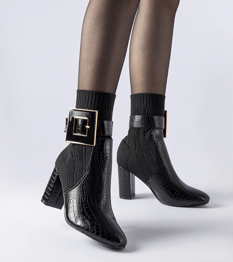 Botine negre cu model animal Enrice