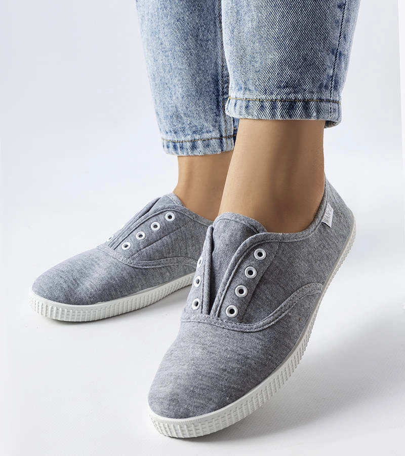 Pantofi de sport de tip Florala din material textil de culoare gri