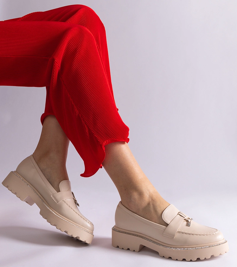 Mocasini bej din piele ecologică Henley