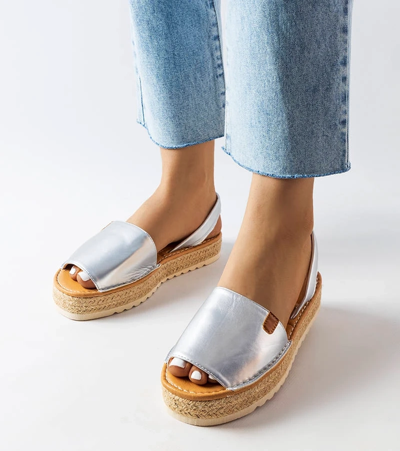 Espadrile cu platformă argintie Sadbera