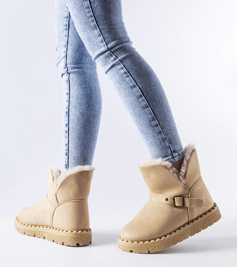 Cizme de zăpadă călduroase bej cu decupaj Monal