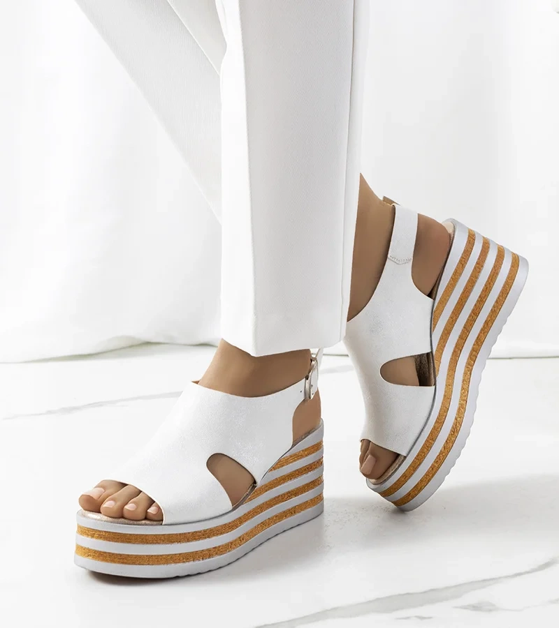 Sandale cu toc cu platformă argintie Corrine