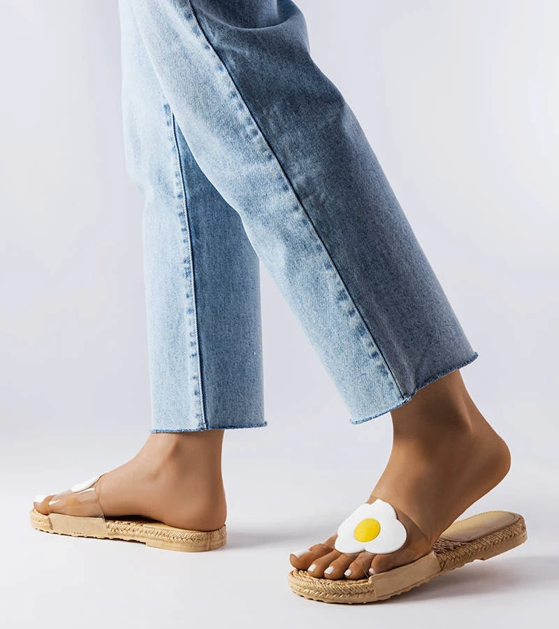 Flip-flops transparenți cu ornament Foddie