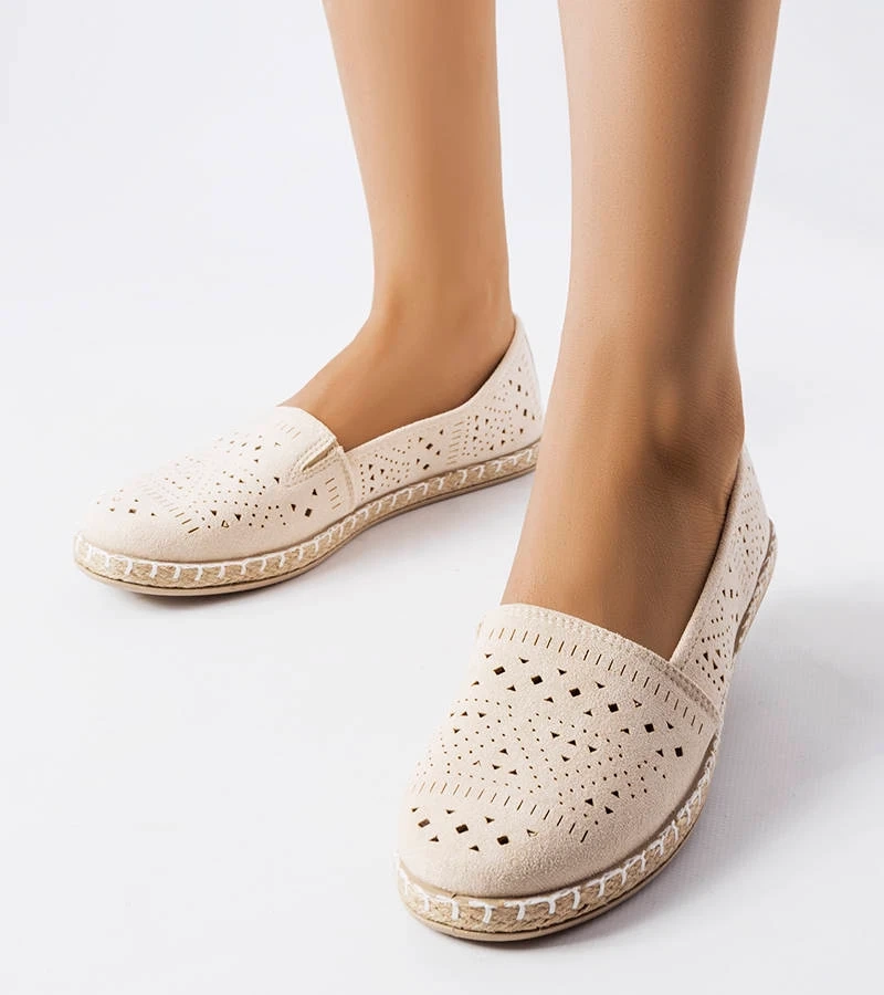 Espadrile Augusta bej, ajurate