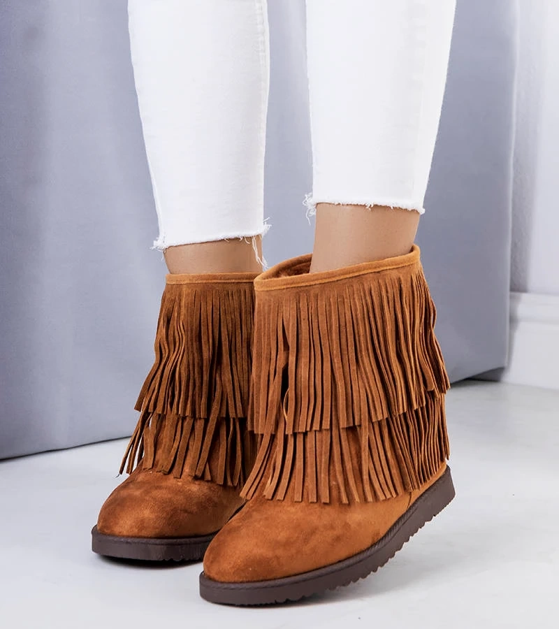 Cizme cu platformă cu franjuri și tocuri Rivière maro