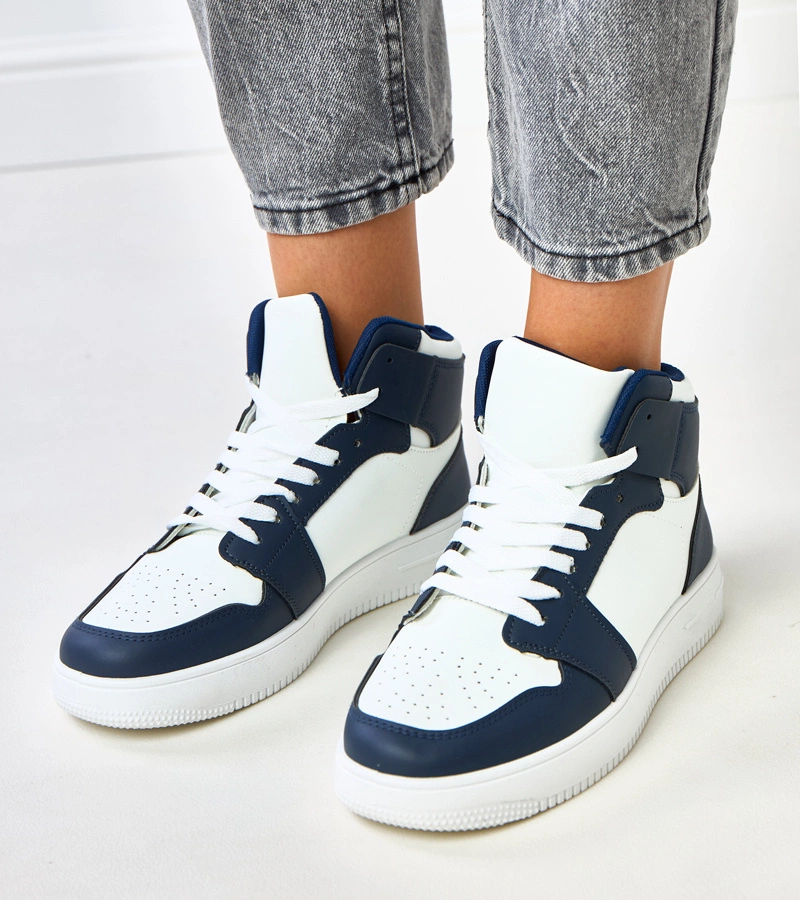 Adidași înalți alb-albastru pe platformă Olsen