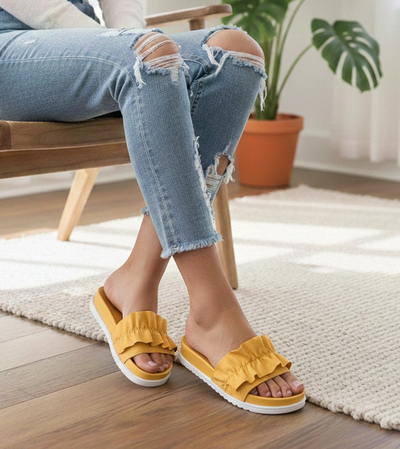 Șlapi muștar cu volan Samanta