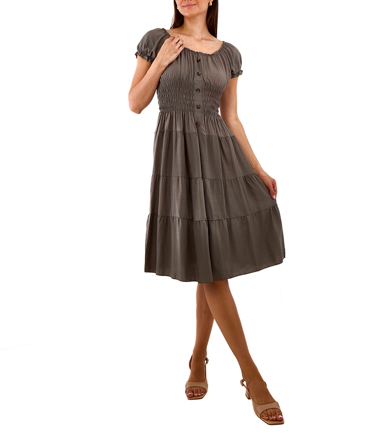 Rochie midi verde cu pliuri Berry