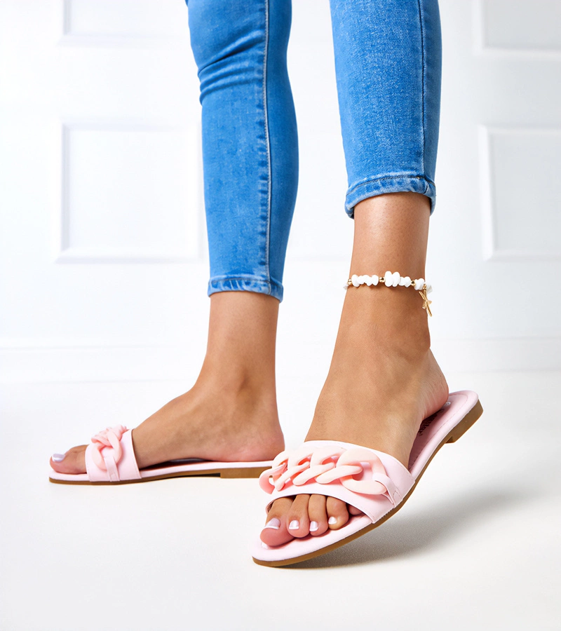 Papuci roz cu lant mat Aliyan