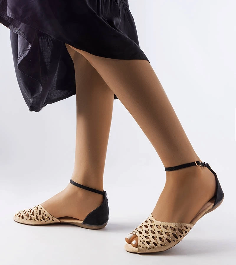 Sandale bej cu barete bej cu zirconii de Avice