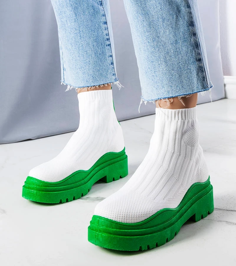 Cizme albe cu talpă verde de Cali