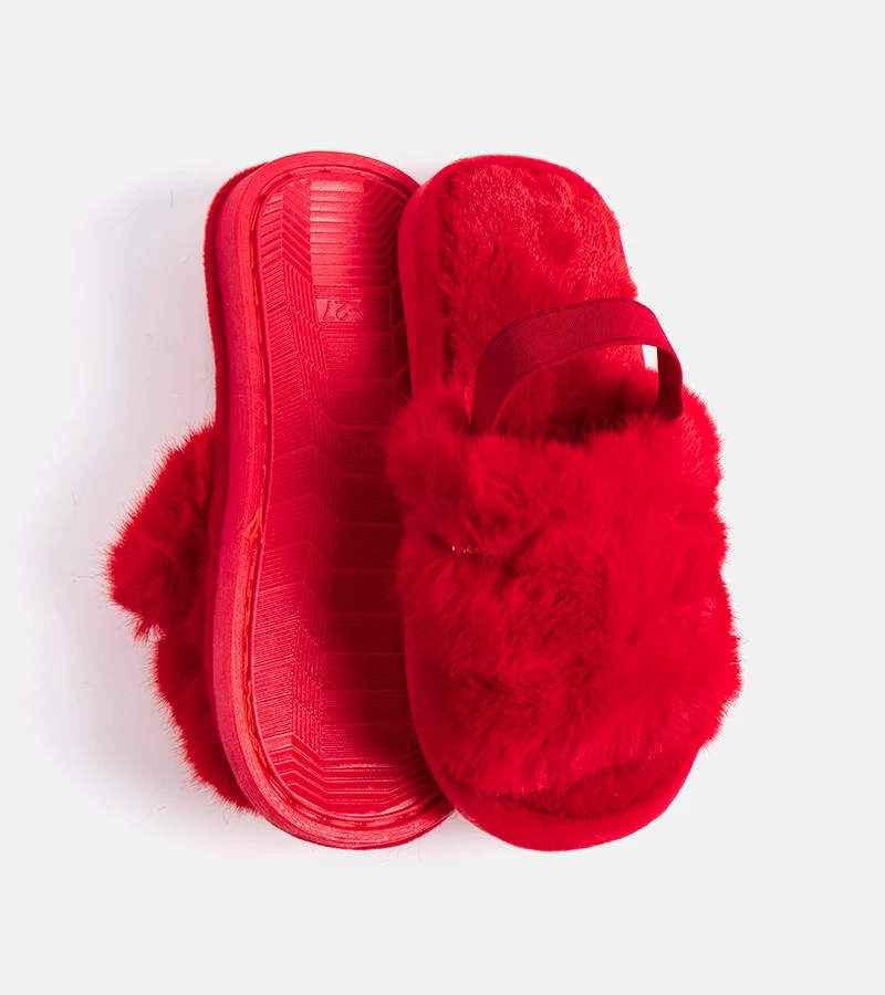 Papuci roșii cu talpă de cauciuc Leilany