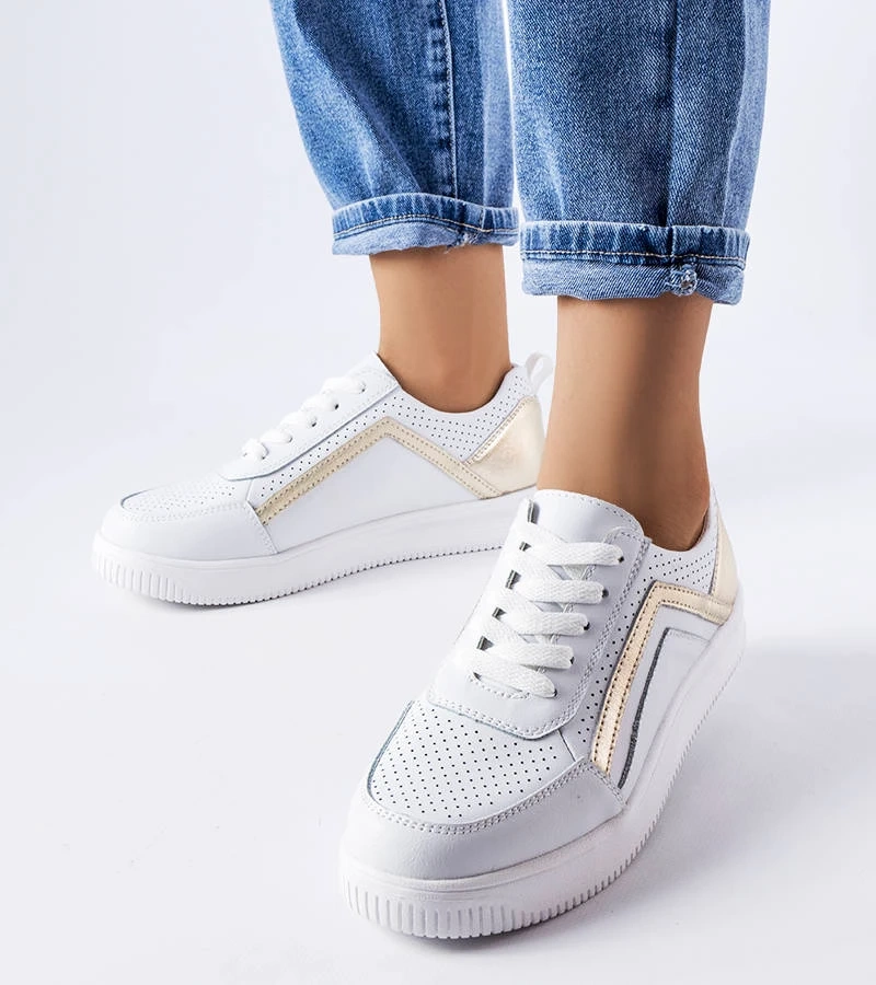 Pantofi din piele albă cu perforații Gilles