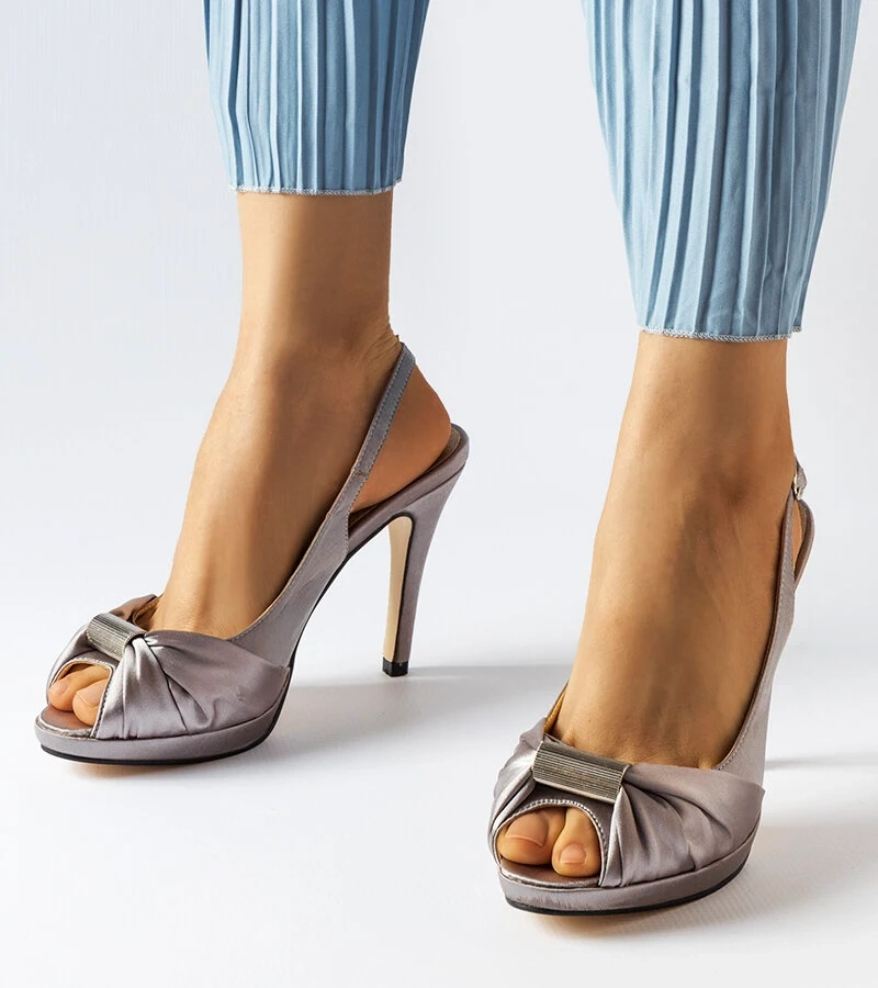 Sandale stiletto Crispina gri deschis