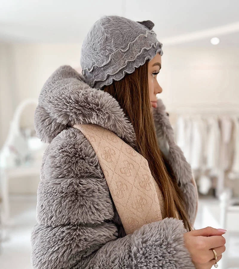 Pălărie gri cu volane Zion