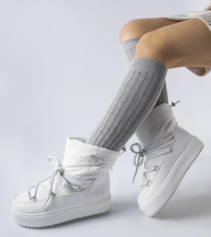 Cizme de zăpad albe căptușite cu elastic Oslavia