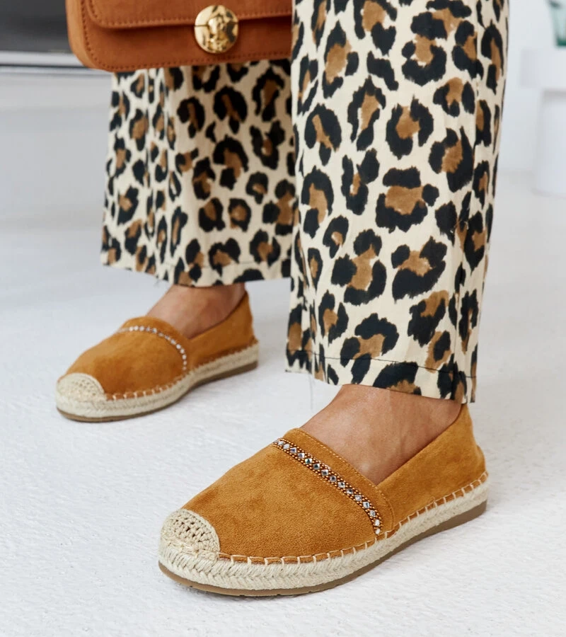 Espadrile maro cu zirconii Abia