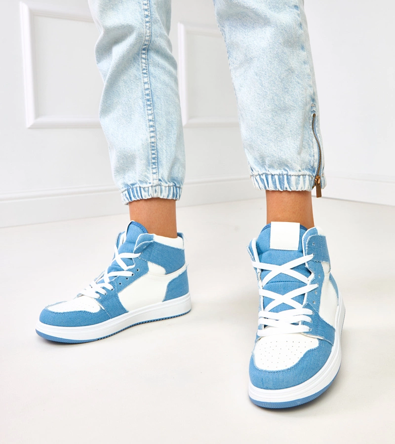 Adidași înalți peste gleznă cu motiv din denim Kasna