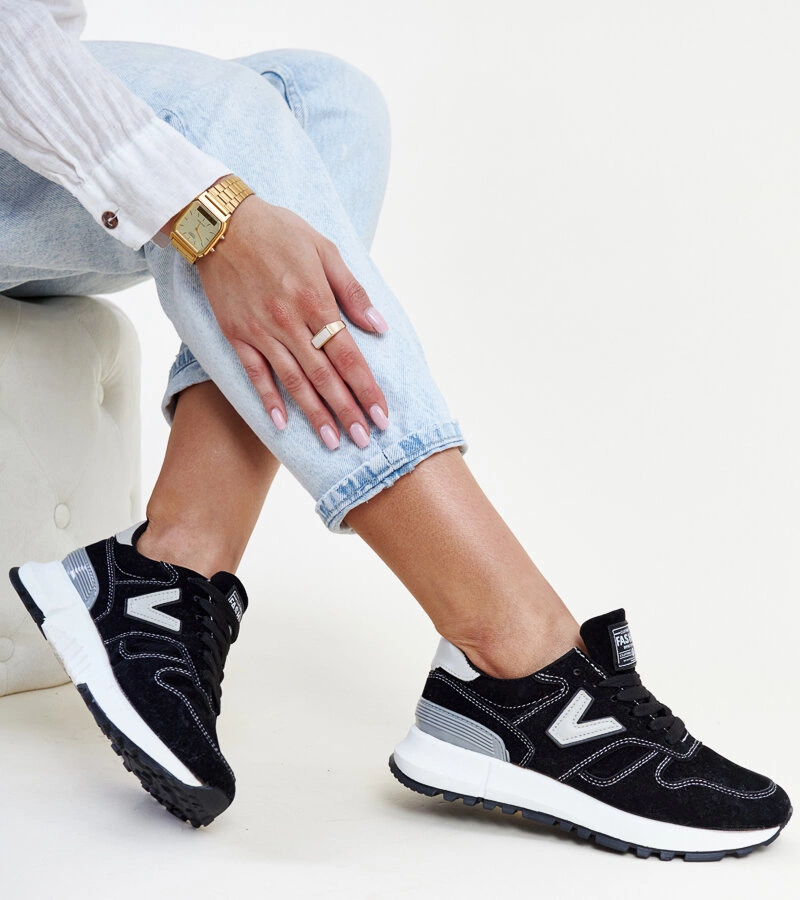 Adidași negri cu talpă groasă Olonio