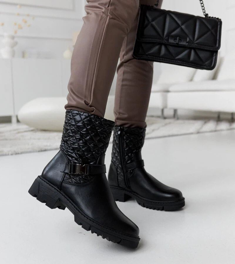 Botine negre cu cusături decorative Brembo