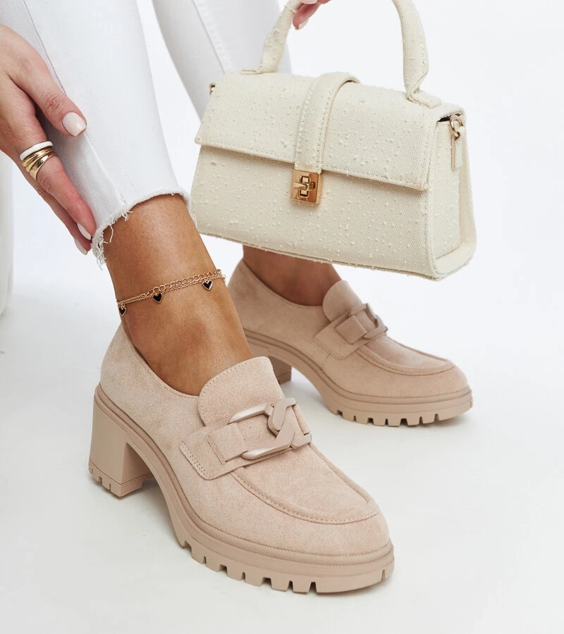 Pantofi bej cu talpă de piele Vinceza