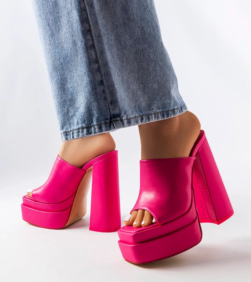 Șlapi cu toc înalt Mercure roz