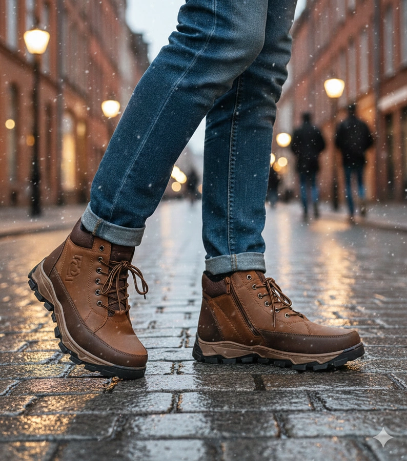 Ghete bărbătești maro îmblănite Elias