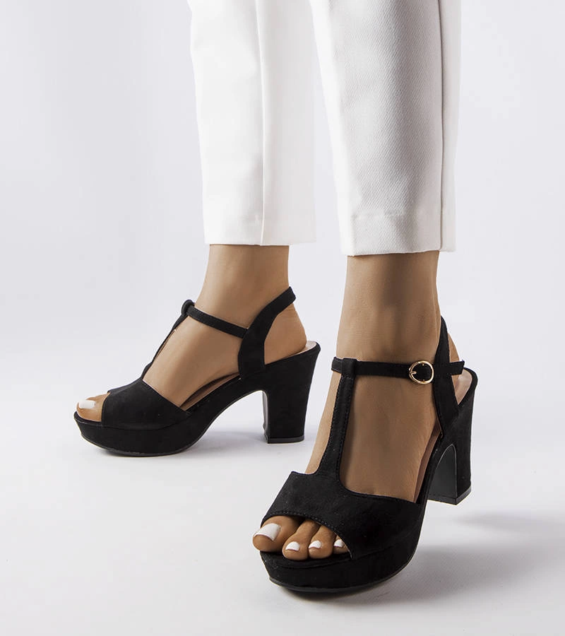 Sandale stiletto negre Tearlach