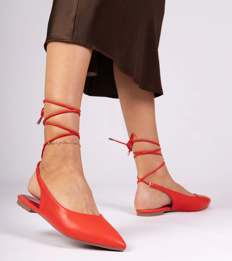 Pantofi roșii fără toc din piele ecologică Terry